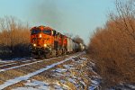 BNSF 6757 leads a Freight Nb into the evening Sun.